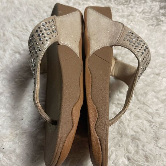 Fitflop Rhinestone Embellished glitter Wedge Sandals SZ9 - Picture 6 of 9